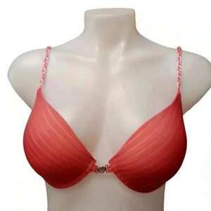 La Vie  En Rose Padded Underwire Salmon Front Closure Bra Size 34C